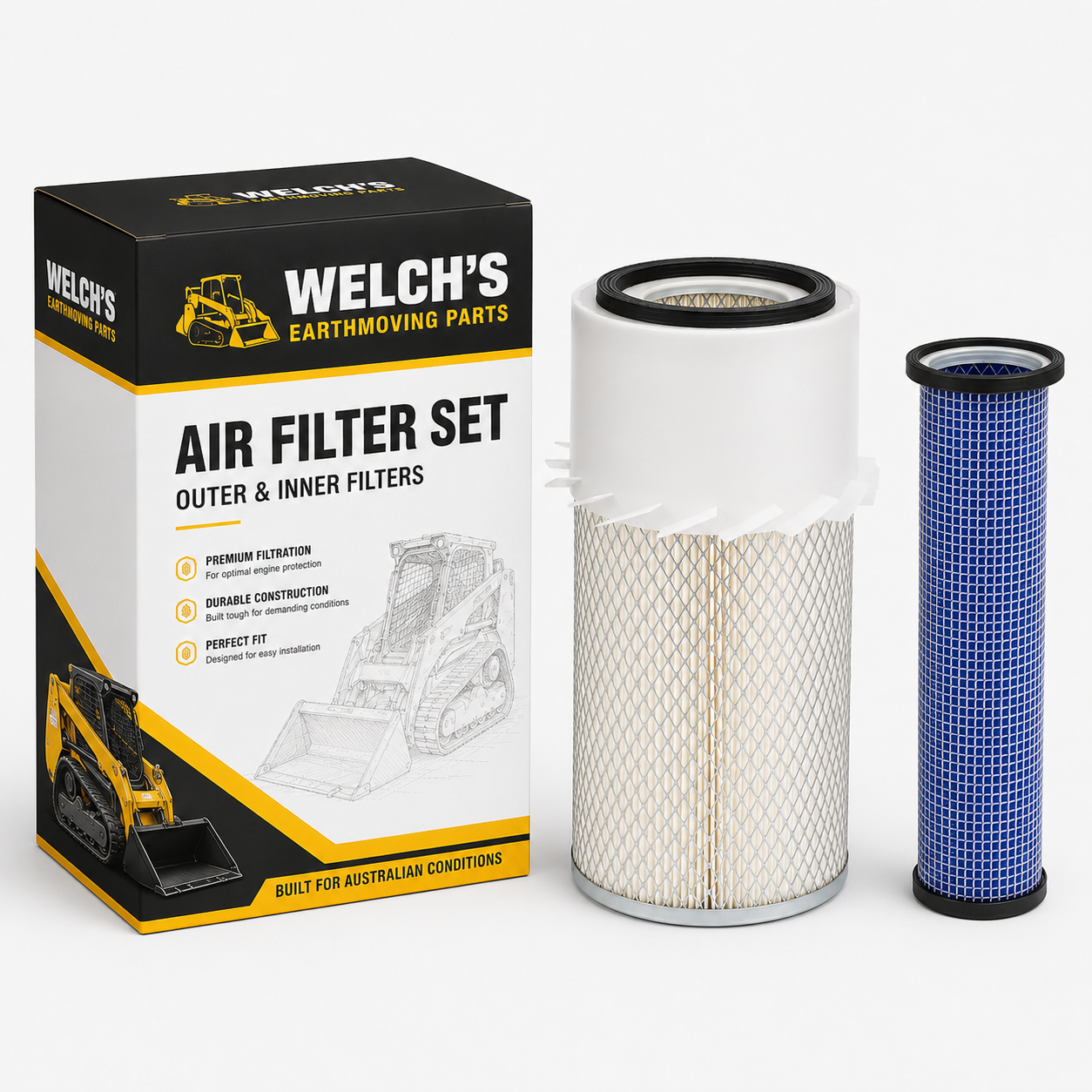 Inner and outer air filter set for Bobcat 753
